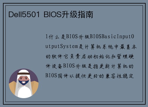 Dell5501 BIOS升级指南